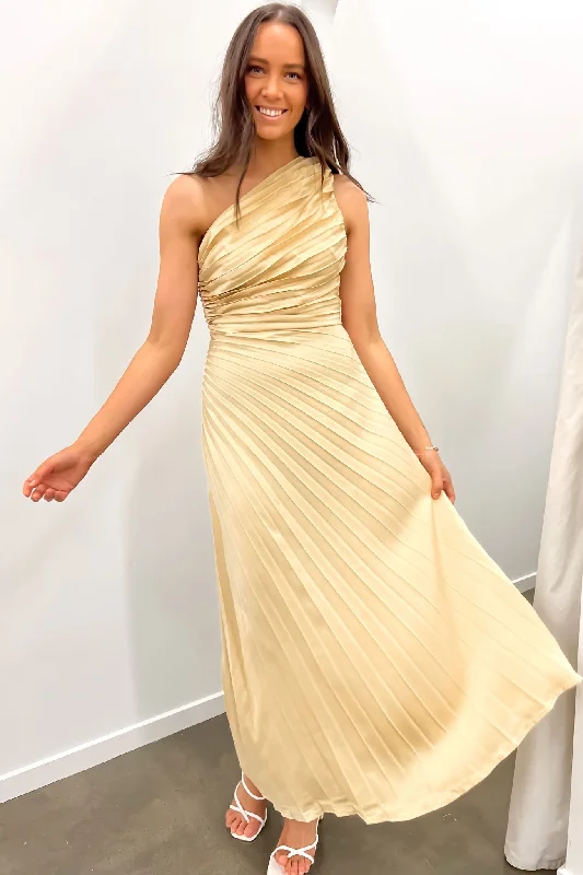 Sweet Style Eye-catching Personality Caralee Midi Dress Gold