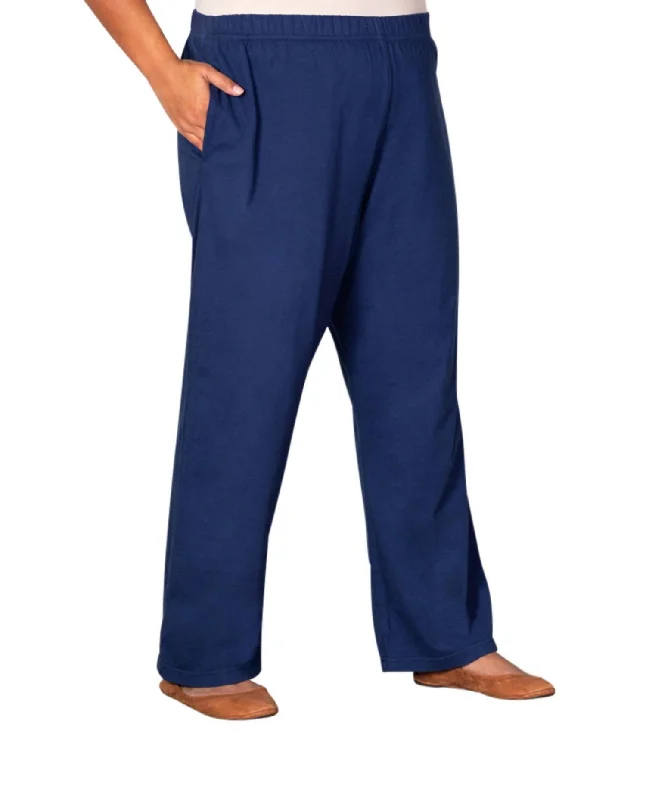 Exquisite Tailoring High-end Fabrics Cotton Jersey Wide Leg Knit Pants - Plus In Navy Exquisite Tailoring High-end Fabrics Cotton Jersey Wide Leg Knit Pants - Plus In Navy