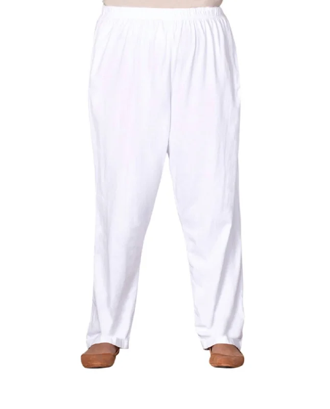 Youthful Vitality Elegant And Charming Cotton Relaxed Pants - Plus In White
