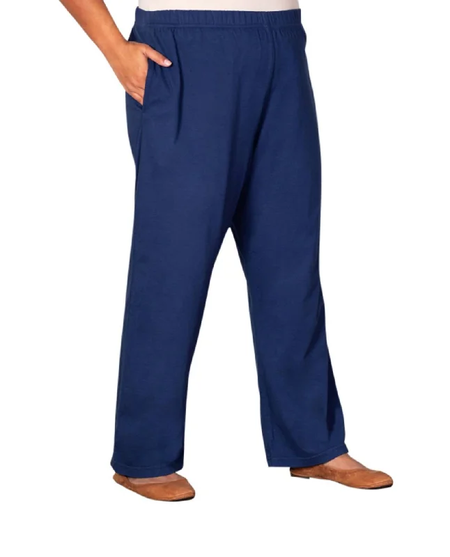 High Street Fashion Classic Retro Cotton Wide Leg Pants - Plus In Navy