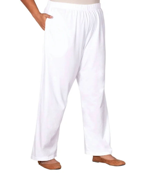 Personalized Series British Style Cotton Wide Leg Pants - Plus In White