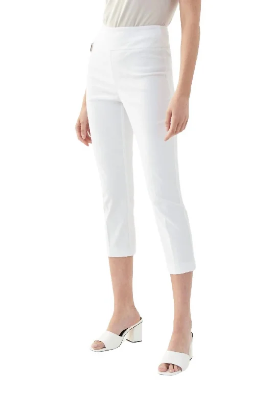 French Style French Retro Cropped Woven Pants In White