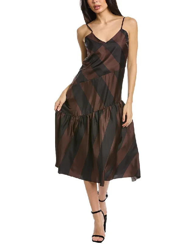 Avant-garde Design High Street Style Cynthia Rowley Striped Silk Slip Dress