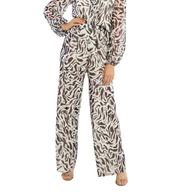 Celebrity Must-have Slightly Flared Design Dorit Wide Leg Pants In Brown Zebra