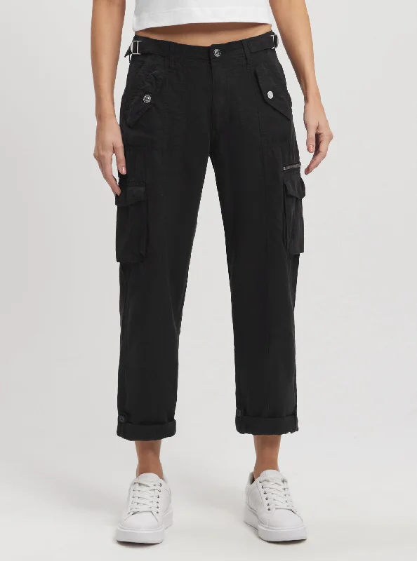 Fashionable And Versatile Urban Style Eco Black Nessi Cargo Pants