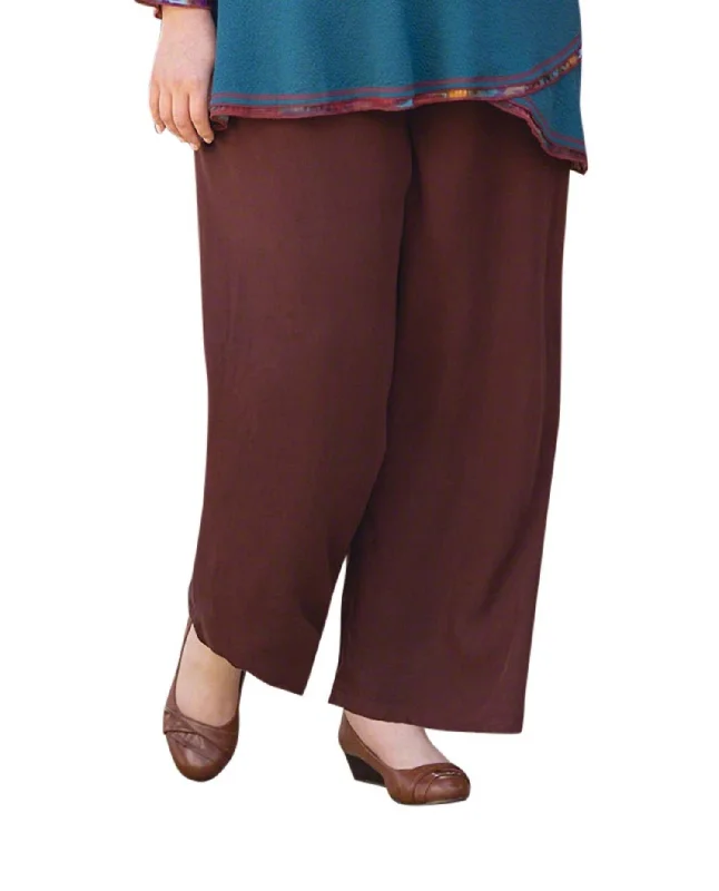 Fashionable In The Times Elegant Design Essential Wide Leg Rayon Pants - Plus In Cocoa
