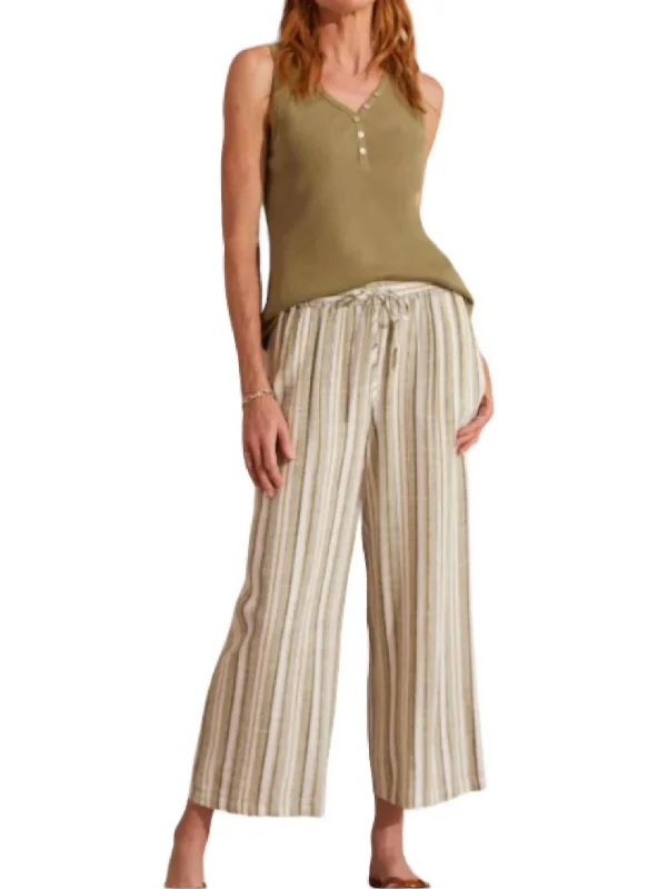 Retro Design New Season Series Flowy Crop Pants In Cactus