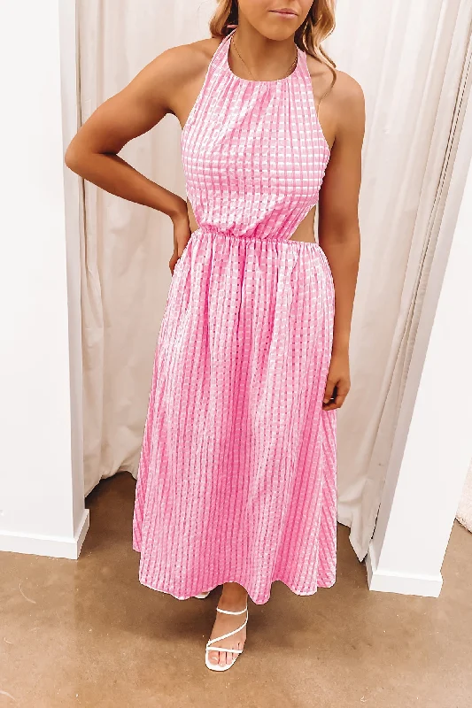Noble And Elegant Dessert Matching Gordon Midi Dress Pink
