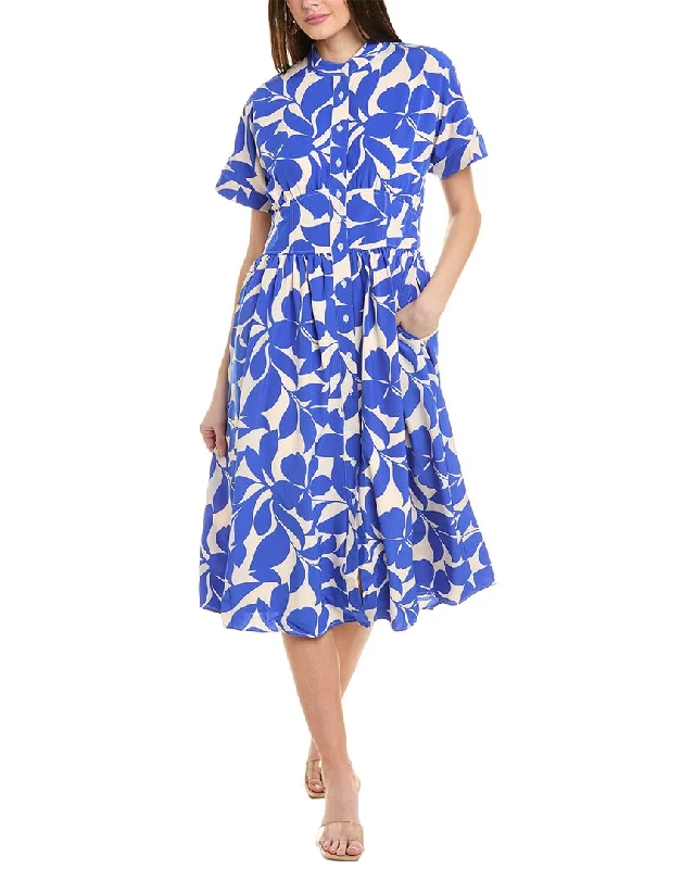 Advanced Customization Light And Breathable Gracia Nature Printing Mandarin Collar Shirtdress