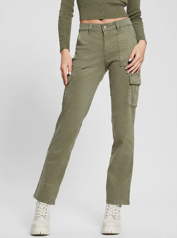 Personalized Wear Fresh And Natural Green Straight-Leg Cargo Pants
