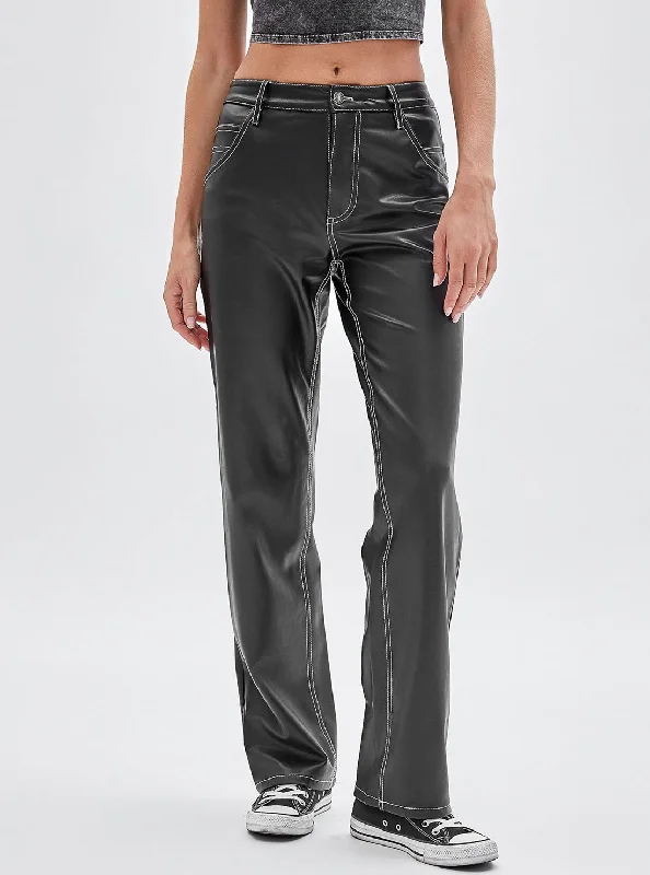 Perfect Tailoring Street Cool Guess Originals Black Faux Leather Carpenter Pants