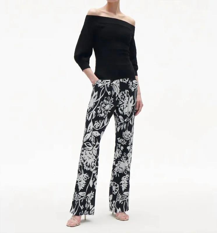 Youthful Vitality Modern Tailoring Hadley Pant In Porcelain Floral Black