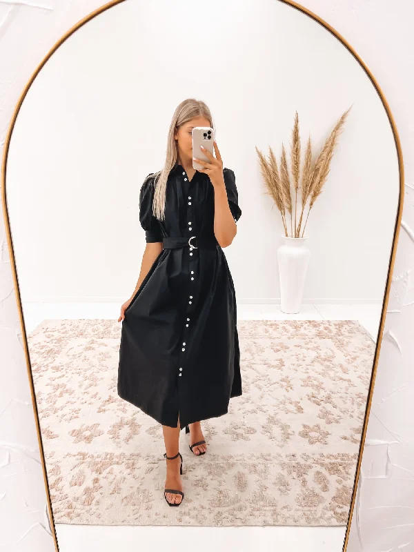 Youthful Vitality French Style Haylee Midi Dress Black