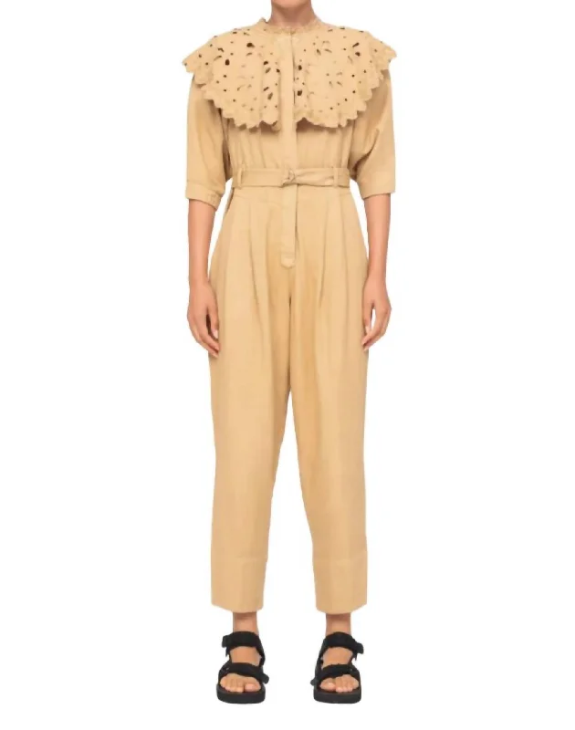 Fashionable and casual Hazel Jumpsuit In Camel