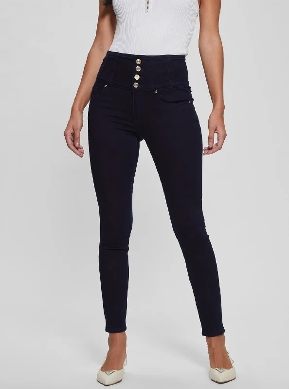 Elegant Design Body Design High-Rise Corset Shape Up Skinny Denim Jeans In Rinse Wash