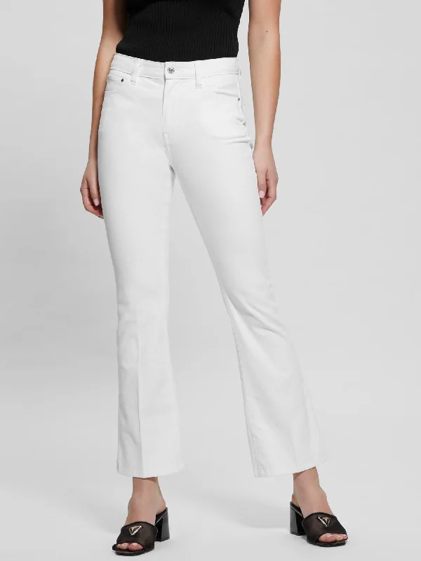 Noble And Elegant Trendy Items High-Rise Sexy Flare Denim in White Wash