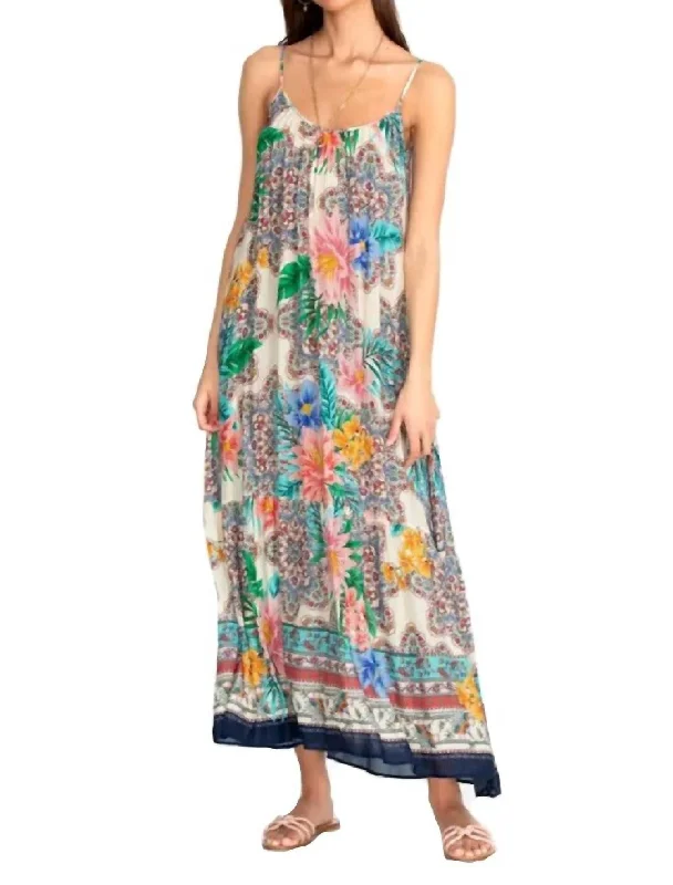 Retro Design Hosta Maxi Dress In Multi