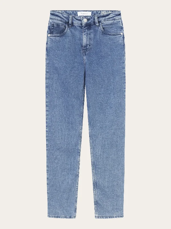 Short Design French Style IRIS mom mid-rise light blue 5-pocket cropped jeans - Light blue Short Design French Style IRIS mom mid-rise light blue 5-pocket cropped jeans - Light blue