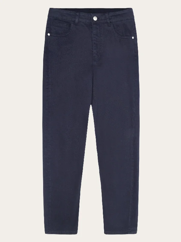 Bright Colors Comfortable Series IRIS mom mid-rise garment dyed twill 5-pocket pants - GOTS/Vegan - Night Sky Bright Colors Comfortable Series IRIS mom mid-rise garment dyed twill 5-pocket pants - GOTS/Vegan - Night Sky