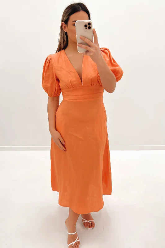 Comfortable Series Trendy And Casual Isabelle Midi Dress Orange