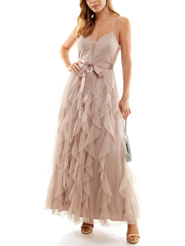 Elegant And Charming Fashion Style Juniors Womens Glitter Long Evening Dress