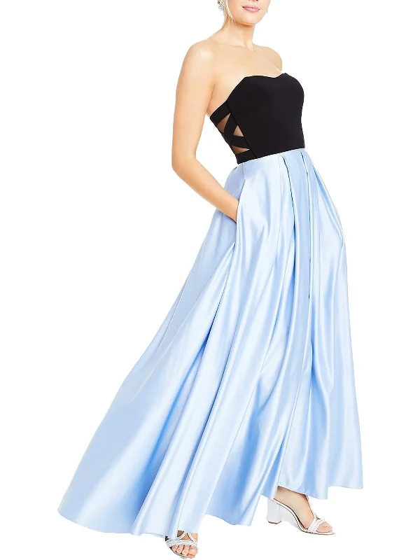 Noble And Elegant Light And Breathable Juniors Womens Strapless Long Evening Dress
