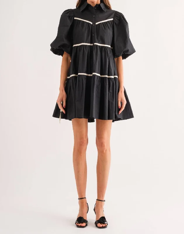 Comfortable Fashion Celebrity Style Lena Shirt Dress In Black