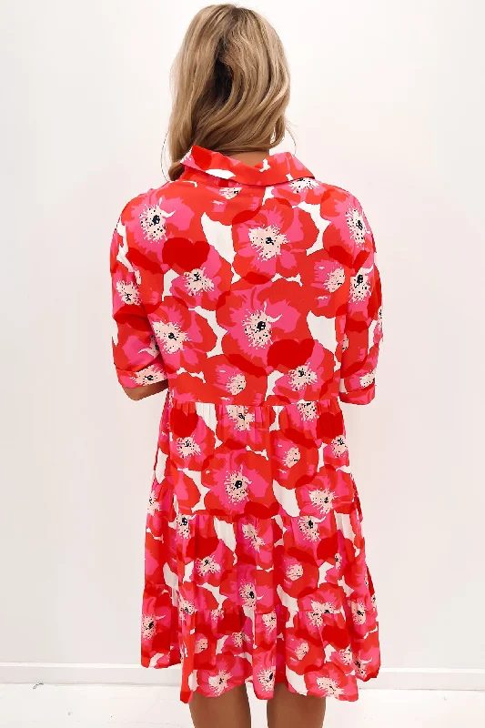 Fashion Classic Cute Style Levia Mini Dress Pink Floral