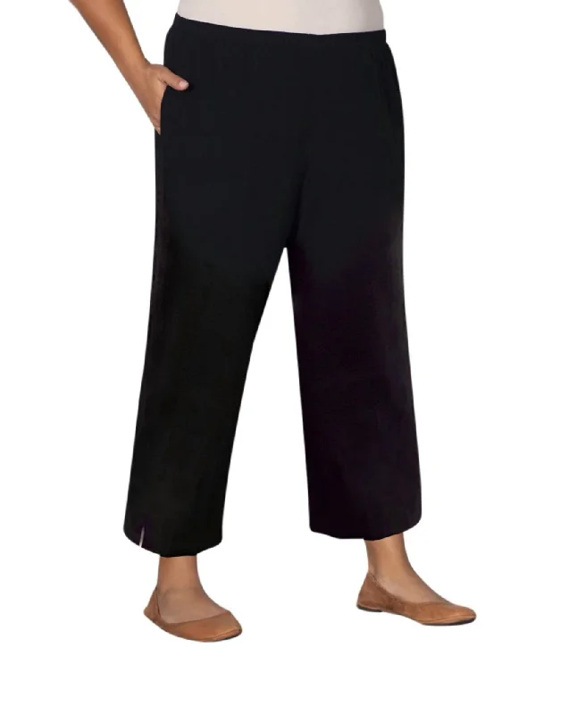 Fashionable And Fashionable Elegant And Noble Linen Pull On Wide Leg Flood Pants - Plus In Black Fashionable And Fashionable Elegant And Noble Linen Pull On Wide Leg Flood Pants - Plus In Black