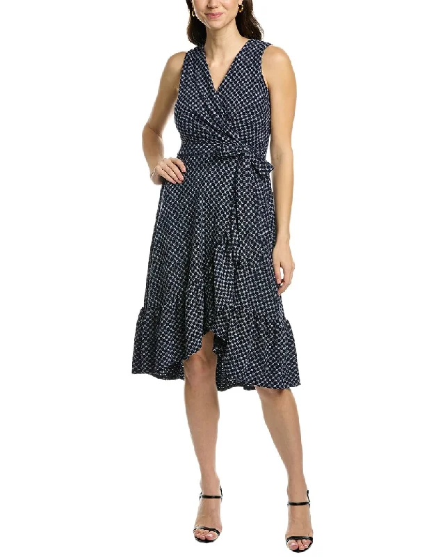 High-end Customization Versatile Items London Times Eyelet Faux Wrap Dress