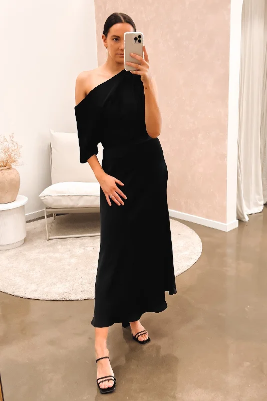 Avant-garde Design Exquisite Embroidery Love In The Dark Midi Dress Black