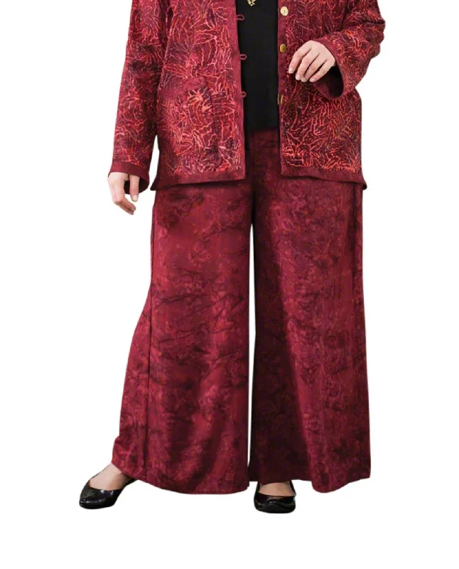 Minimal Style Sports And Leisure Maggie Palazzo Pants - Plus In Red Batik