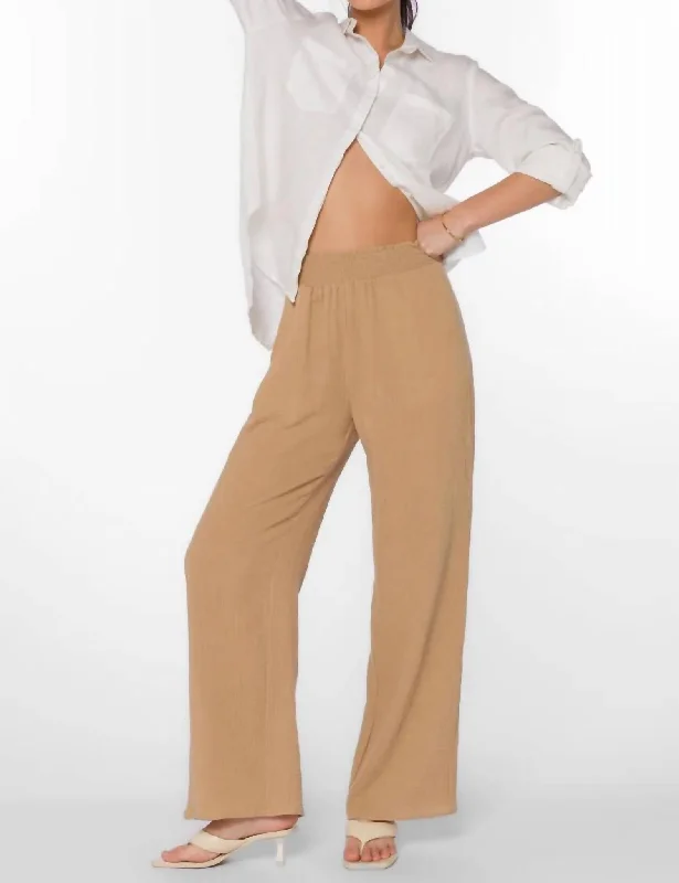 Extra long version Morelle Wide Leg Pants In Tan