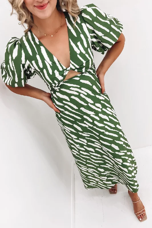 Personalized Design Classic Retro Noah Midi Dress Green