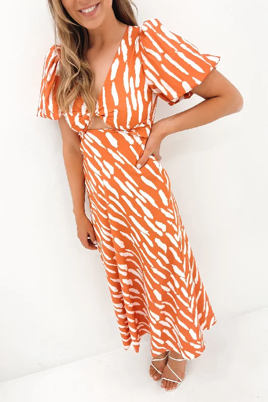 Fashion Style Noah Midi Dress Orange