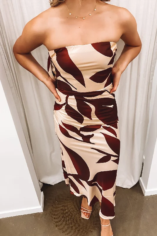 Unique Prints Versatile Items Odette Midi Dress Chocolate Beige