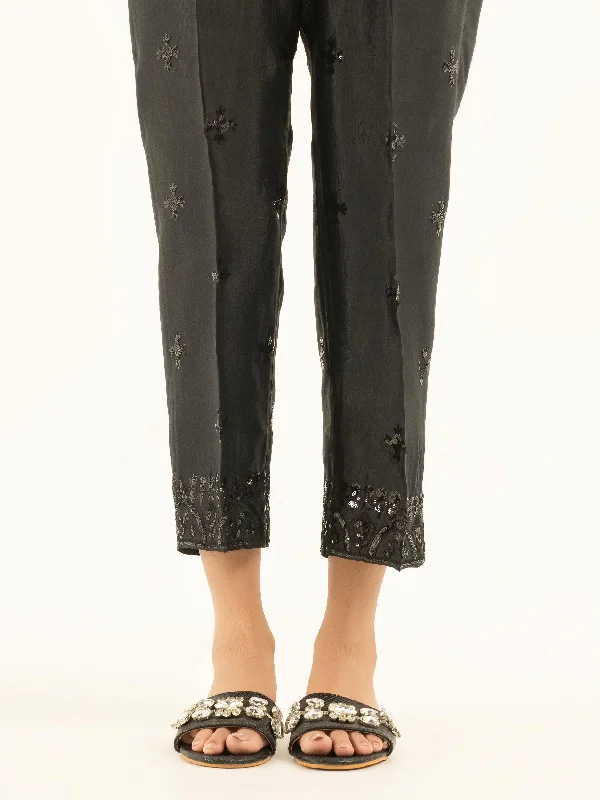 Street Letter Style Embroidered Silk Trousers