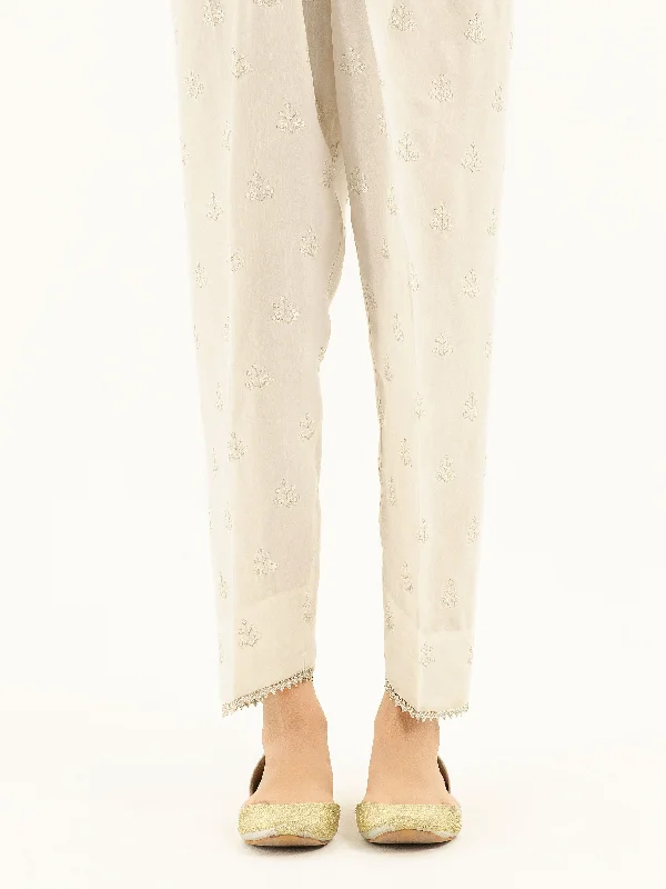 Street Show-off Style Embroidered Silk Trousers