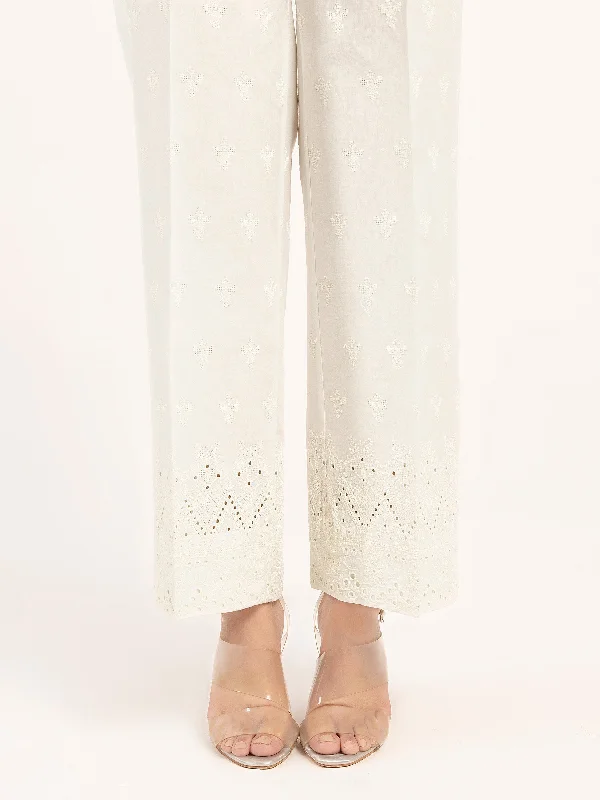 High Street Design French Style Embroidered Winter Cotton Trousers
