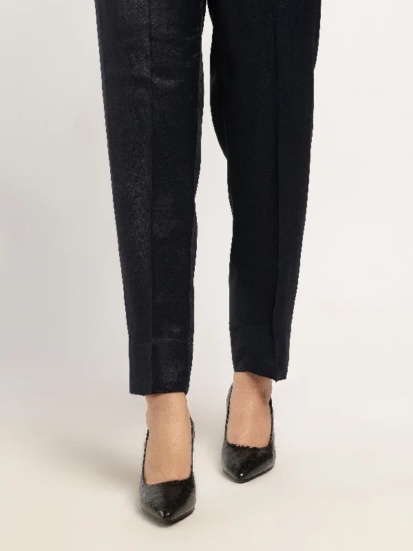 Must-have For Autumn And Winter Romantic Data Plain Raw Silk Trousers