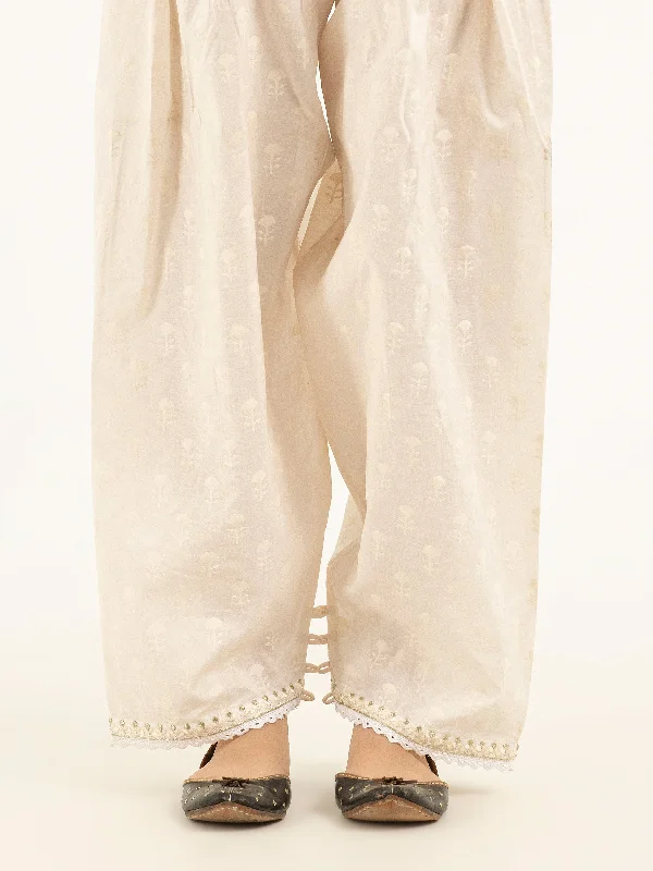 Single-shoulder Neck Design Embroidered Khaddar Trousers