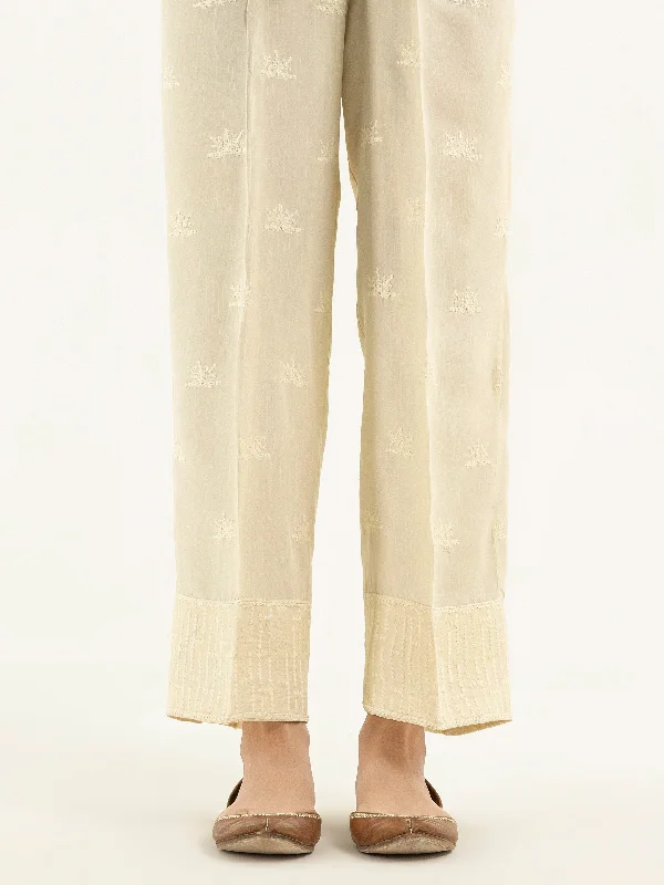 Fashionable In The Times Elegant Design Embroidered Raw Silk Trousers(Pret)