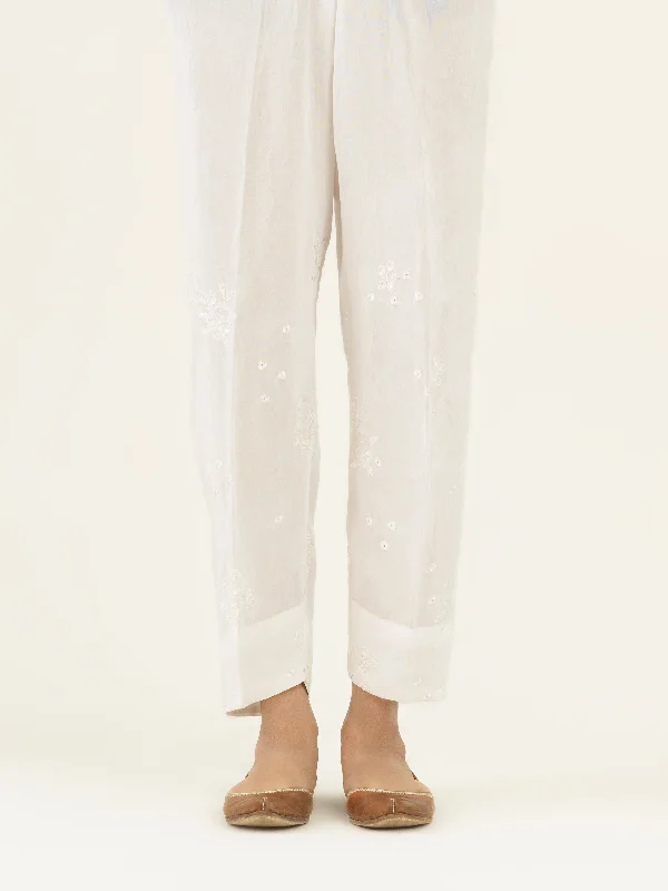 Sports And Leisure Sweet Style Embroidered Raw Silk Trouser(Pret)