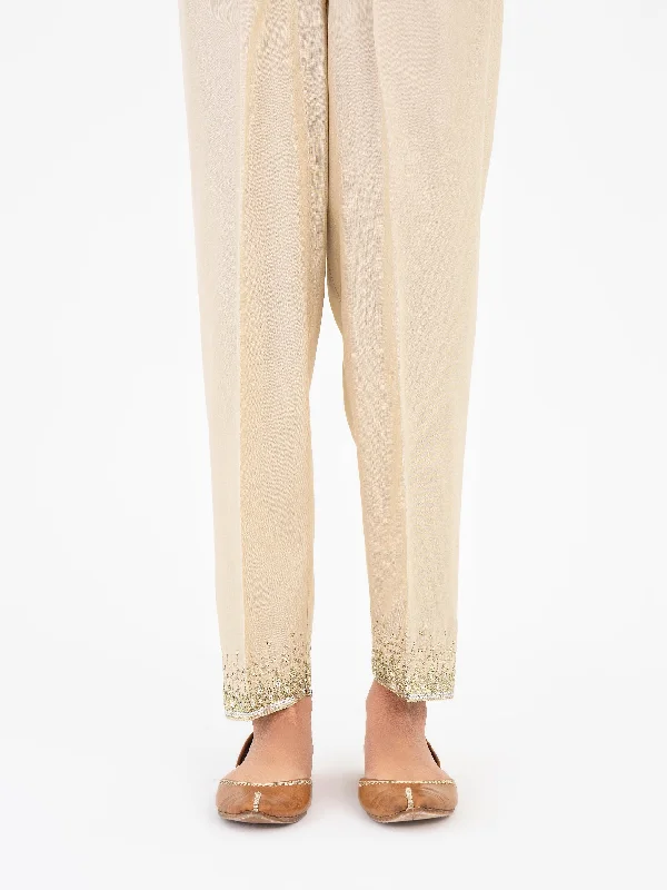 Sports Trend Unique Design Embroidered Raw Silk Trouser (Pret)