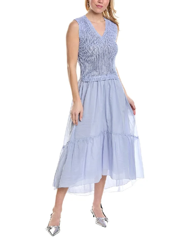 Warm Atmosphere Body Design Peserico Knit Bodice Midi Dress