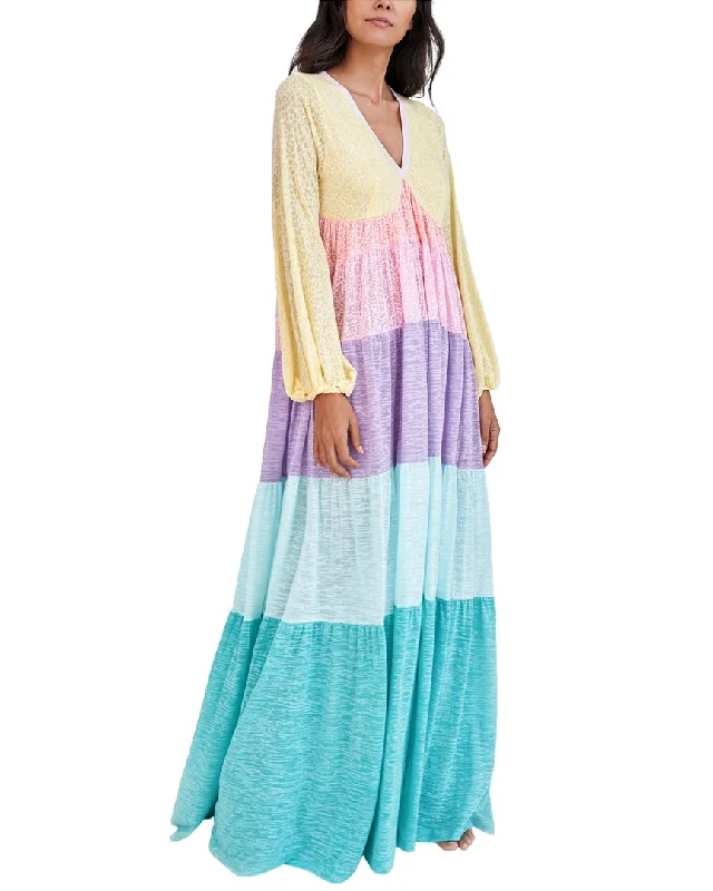 Minimal Style Sports Design Pitusa Rainbow V-Neck Dress
