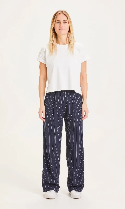 Trendy And Casual French Style POSEY pin strip wide pants - Total Eclipse