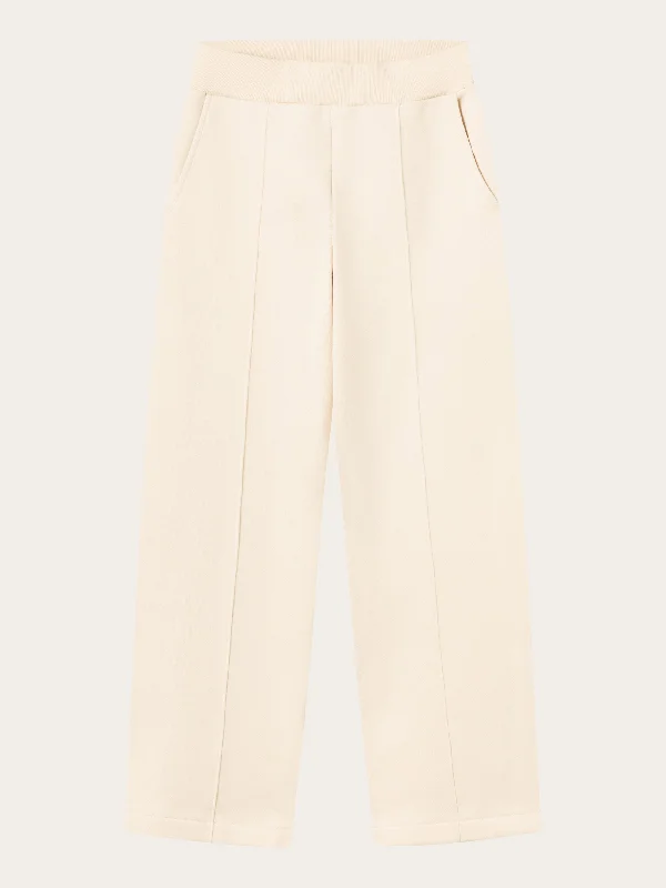 Versatile Items Bright Colors POSEY wide high-rise sweat elastic waistband pants - Buttercream