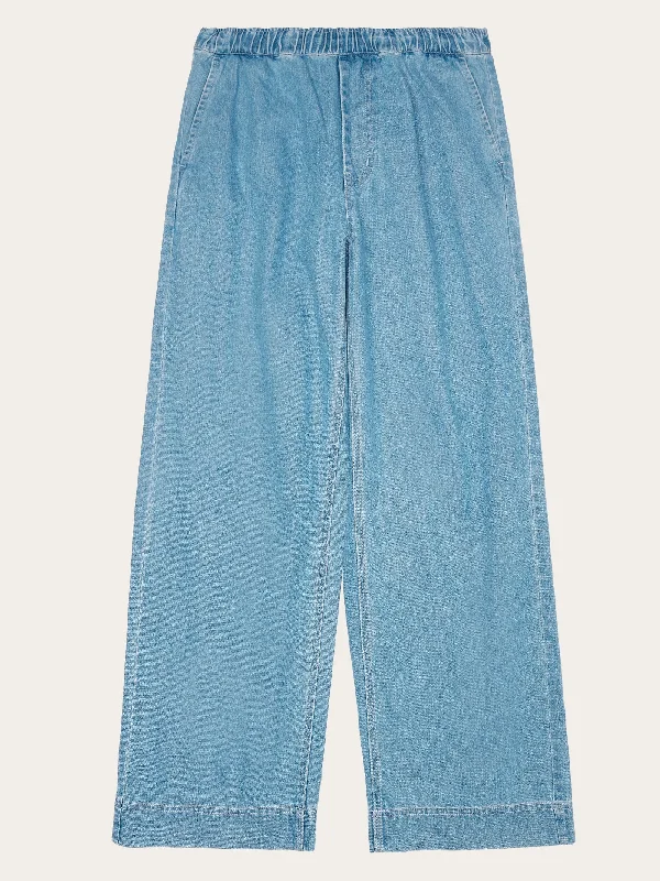 Autumn Selection Slim Fit POSEY wide mid-rise elastic waistband denim pant - GOTS/Vegan - Light Blue denim