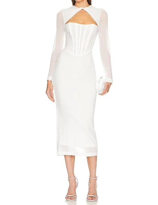 Minimal Style High-quality Fabrics Ramona Corset Mesh Dress In White